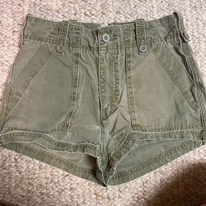 Free People, canvas army green shorts
